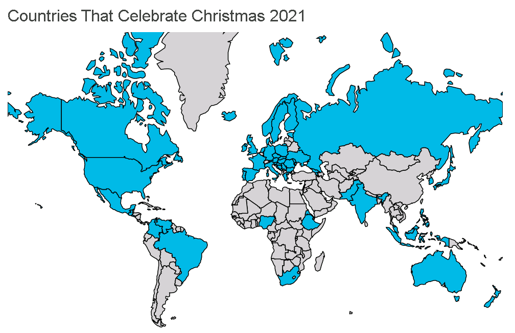 Länder som firar jul 2021 ----Kunddistributionskarta med Sunnex